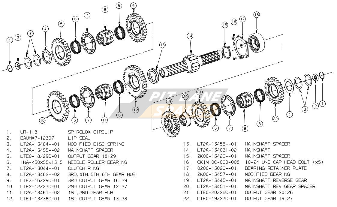 LT2A Mainshaft Assembly Diagram